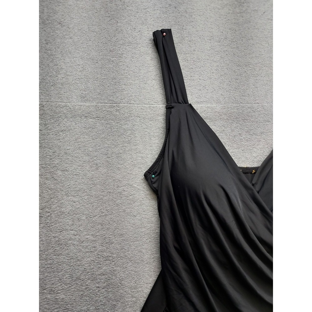 Jantzen Women Swimsuits 16 Black V Neck Pull On Stretched Comfort Beach Wear - Picture 2 of 16
